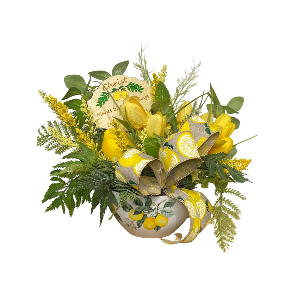 Small Lemon Arrangement with Religious Wooden Sign